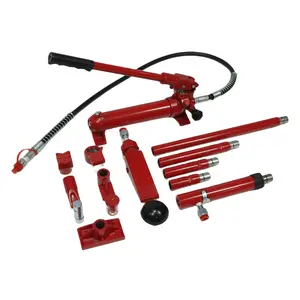 4 Ton Porta Power Kit - 15-pcs Hydraulic Ram, Auto Body Frame Repair, 8000 lbs Capacity, Carrying Case, Red