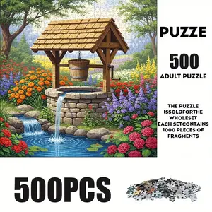 500 Piece Well Theme Puzzle, Large Adult Family Interactive Puzzle Toy, DIY Home Decor Brain Challenge, Holiday Scene, Durable Puzzle
