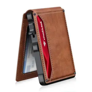 Men's RFID Blocking Slim Pop Up Card Wallet, Portable Card Case with Money Clip, ID Window, Secure and Convenient Design