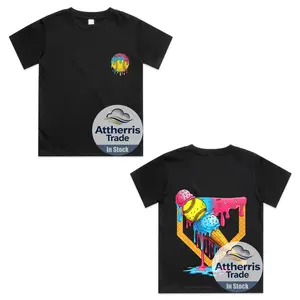 Cute Ice Cream Softball Home Plate Drip Game Day Softball  Front and Back Cotton T-shirt, Graphic Print Round Neck Short Sleeve Casual Tee for Boys Girls