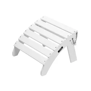 VEVOR Adirondack Ottoman, 17.7Lx 19.7Wx 13.8H Inch HDPE Plastic Folding Adirondack Ottoman, Weather-Resistant Foot Rest for Adirondack Chair, Widely Used for Outside Porch Pool Lawn Backyard, White