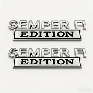 2 PCS Semper Fi Edition 5" Metal Marine Car Emblems, Automotive Exterior Stickers for Car, Truck, SUV, Motorcycle, Golf Cart Ornament (Fenders, Trunk, Bumper, Tailgate, Toolbox, Locker)