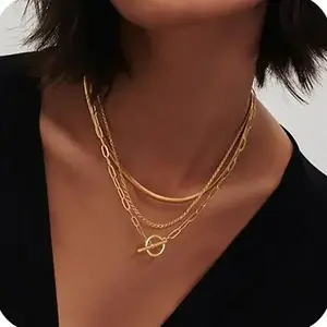 Serelune Jewelry Layered Toggle Necklaces for Women: Dainty Link Chain Necklaces Paperclip Cuban Rope Adjustable Choker T-Bar Toggle Clasp Chunky Necklace For Valentine's Day gifts Trendy Jewelry