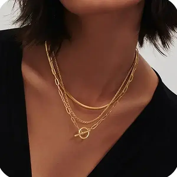 LittleAura  Layered Toggle Necklaces for Women: Dainty Link Chain Necklaces Paperclip Cuban Rope Adjustable Choker T-Bar Toggle Clasp Chunky Necklace For Valentine's Day gifts Trendy Jewelry