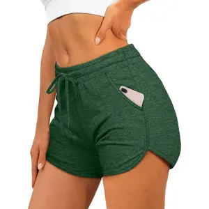 Aloodor Womens Athletic Shorts Running Dolphin Shorts with Pockets and Drawstring Aloodor