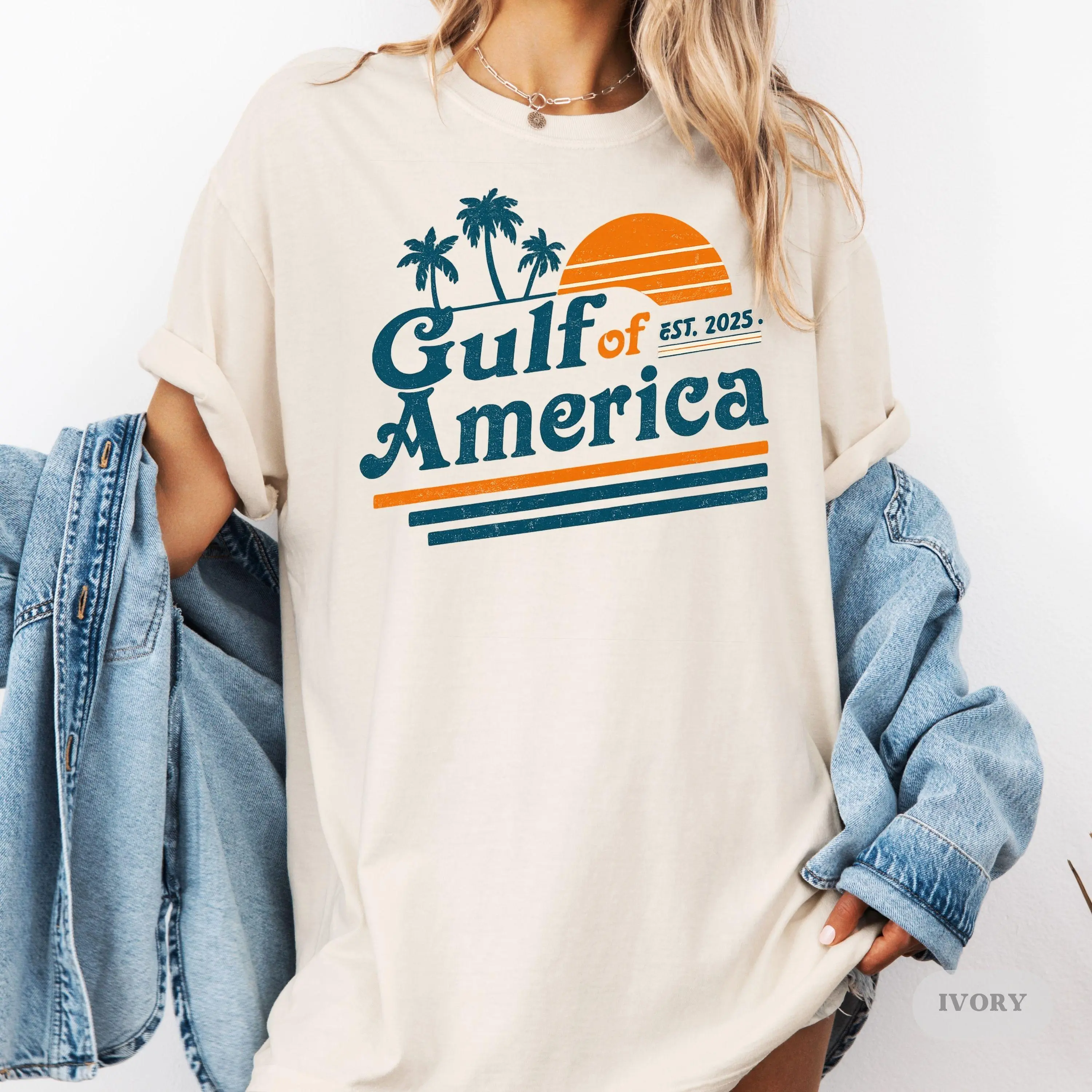 Comfort Colors Gulf of America Shirt, Vintage Florida Beach Tee, Retro Gulf Coast Shirt for Women, Patriotic Summer Top, USA Travel Gift
