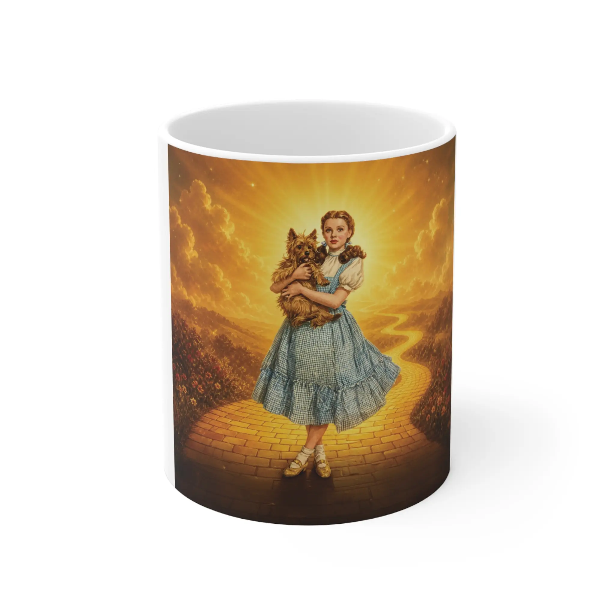 11oz Classic BPA-Free Ceramic Mug - Reusable Yellow Brick Road Design Washable Kitchen Drinkware for Home Use, Ceramic Mugs, Bpa Free Mugs