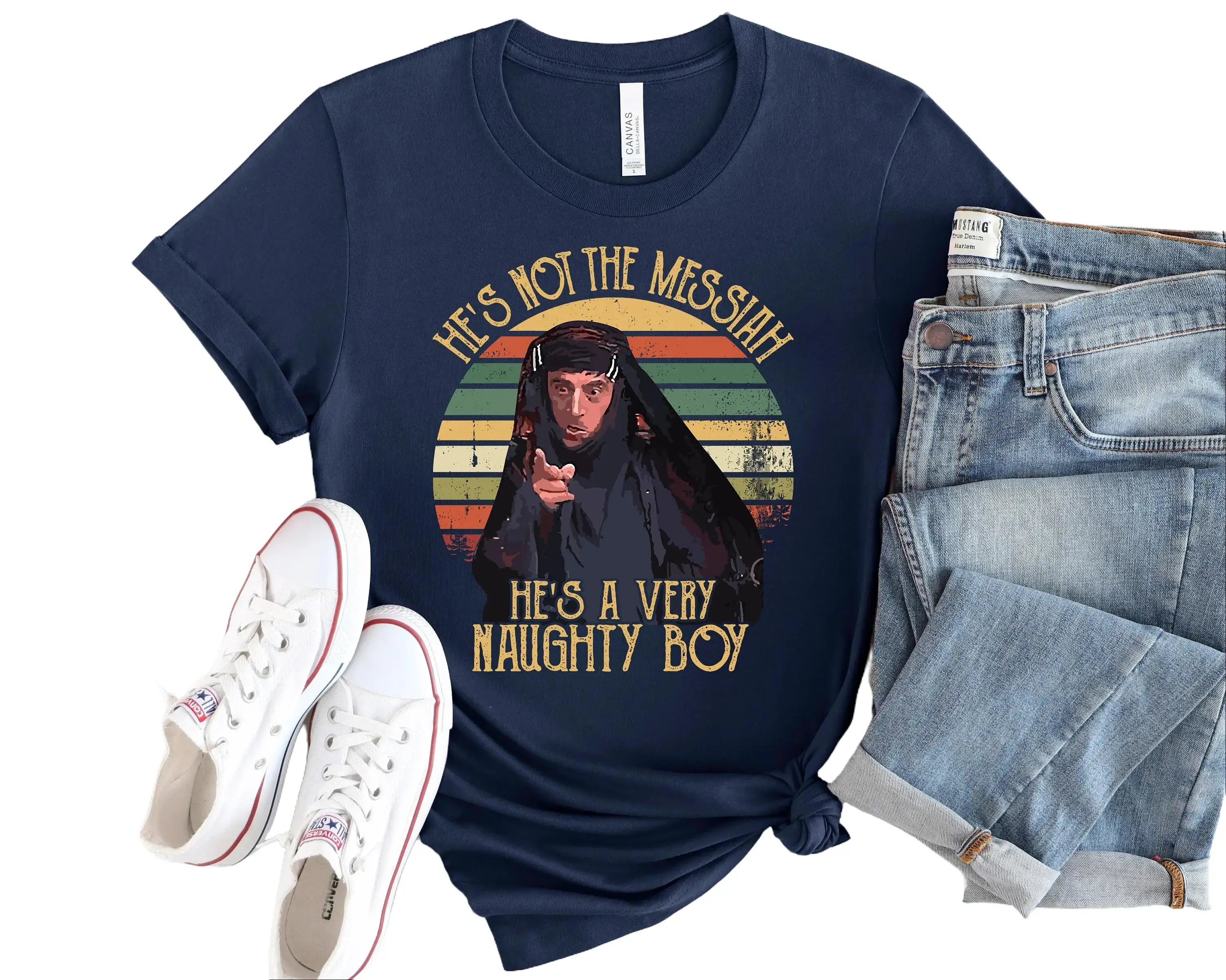 He's Not The Messiah He' A Very Naughty Boy Monty Python's Vintage T-Shirt, Gift For Men And Women, Father's Day Shirt, Gifts For Dad, Husband, Dad's Shirt Casual Classic
