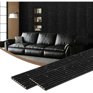 Wall Panels for Interior Wall Decor, 2 Pack 94.5"x12.6"(16.5ft2)  Slat Acoustic Panels, Soundproof Panels for Noise Cancelling and Decoration, Living Room, Bedroom, Office, Black Marble