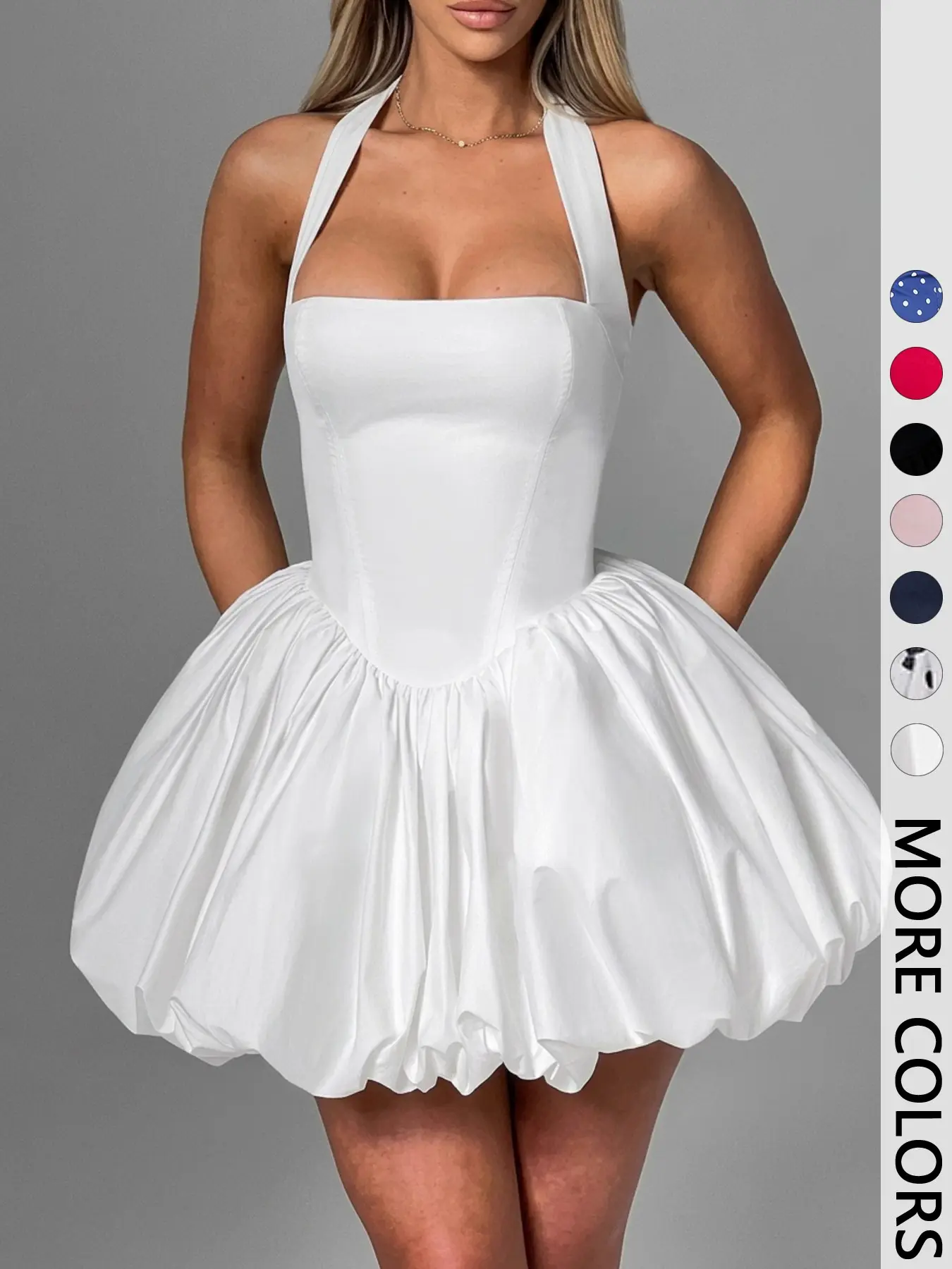 embellished halterneck a-line mini dress - TikTok Shop