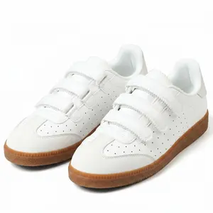 Womens Retro Sneakers Velcro Strap Round Toe Flat Heel Look Casual Shoe with Campus, Travel, Brunch & Everyday Outfits