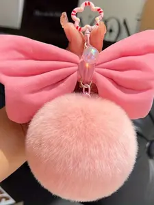 Plush Bow Car Pendant, Bag Charm, Keychain, Keychain Kawaii, Keychain Accessories, Cute Butterfly Design, Ideal Gift for Friends and Family, All-Seasons Decorative Accessory