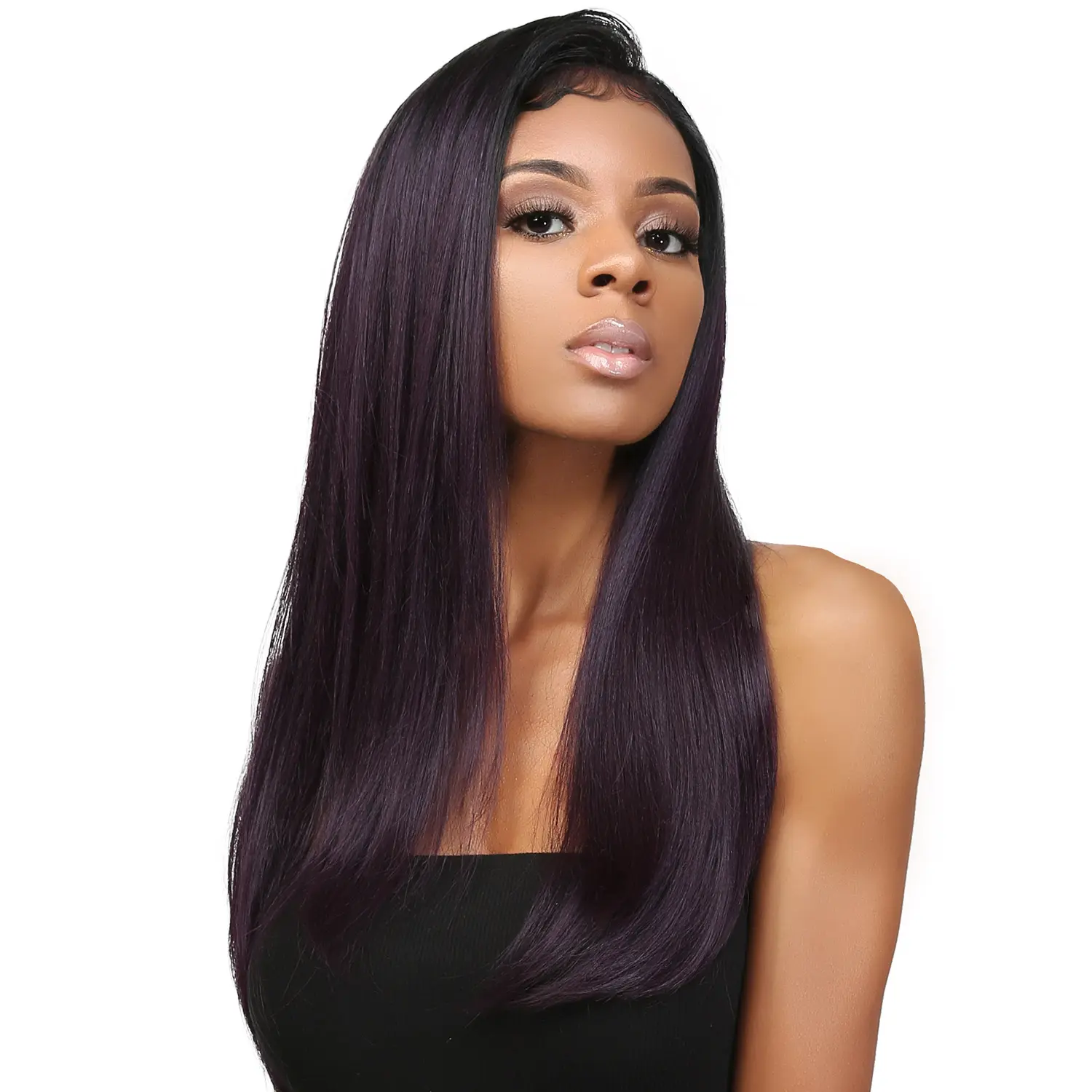 GLAM21USA Unisex 23-Inch Athena Style Human Hair Blend Pre-Plucked 13x6 Invisible HD Lace Frontal Wig with Mixed Hair