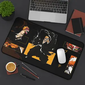 Bleach Anime Desk Mat Kurosaki Ichigo Blach Anime mousepad Dark Black Orange High quality Design Anime Desk Mat for Game room
