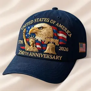 Eagle & Liberty,250 Anniversary USA Hat – United States 250th Anniversary Adjustable Patriotic Baseball Cap, Commemorative American Heritage Cyan