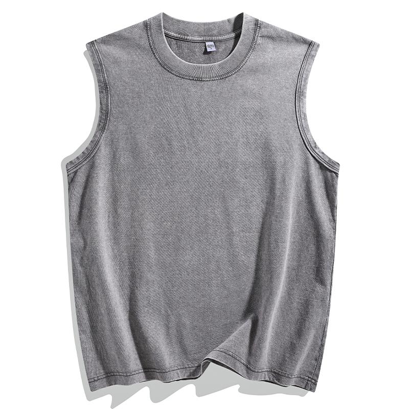 Men’s Vintage Washed Tank Top – Summer Casual T-Shirt, Vacation Round Neck Retro Vest, Sleeveless Crop Top Tee with Crewneck Loose Fit Pullover Tank Beige tank tops for men