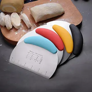 1pc, Dough Scraper, Stainless Steel Cutter, Food Scraper, Pastry Dividing Tool, Western Pastry Bread Dividing Board, Baking Tool, Kitchen Gadget