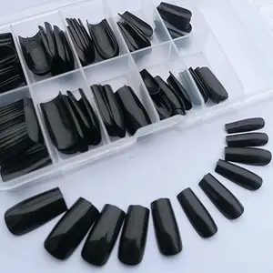 120PCS Black Ballerina Press On Nails  Long Square Acrylic Set.
