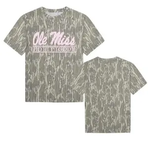 Ole Miss Bottomland Camo Mossy Oak Washed Out Camo Tee, Hunting Camo Tee T Shirt, T shirt 3D Camo, Style T Shirt 3D Camo, Gift For Women