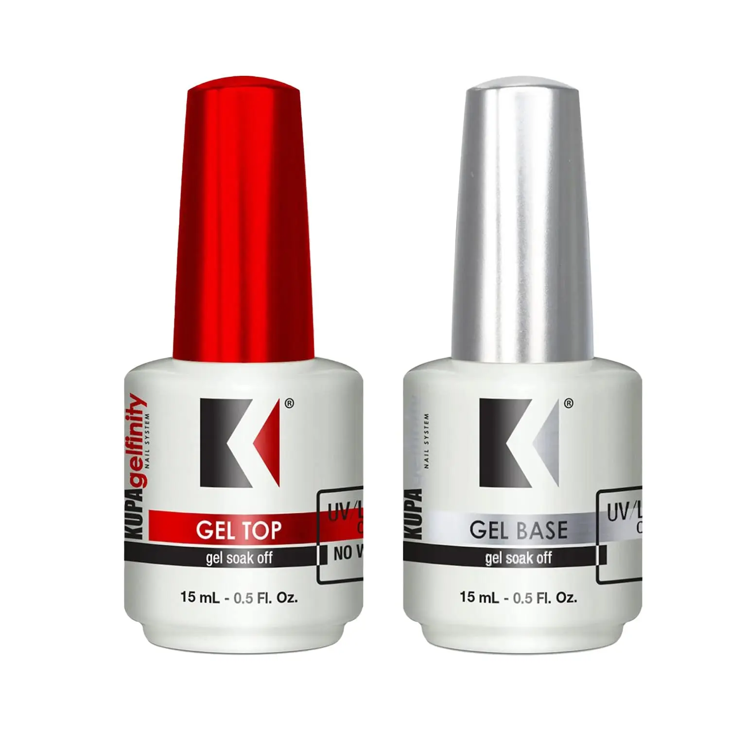 KUPA Gelfinity Base & Top Coat Nail Set - 1oz Soak-Off No-Wipe Formula, Long-Lasting Glossy Polish, Salon-Quality Manicure, Professional Nail Care Cosmetic