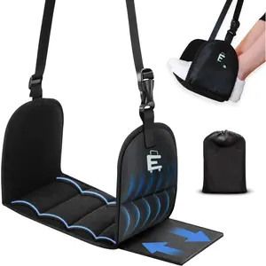 Luxury Airplane Foot Hammock - Removable Base & 60D  Memory  Footrest for Travel, Office, Gaming &  - No Foot Clashing, Adjustable, , Pouch + Stick-On Guide Included