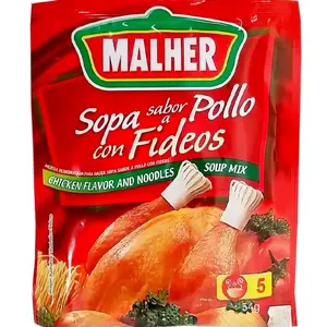 Sopa Malher Pollo Pack of 4 unidades de 54g Instant Soup Mix Chicken Flavor and Noodles Central American Recipes - Traditional