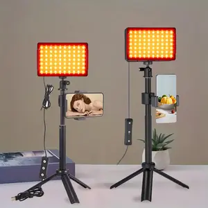 LED Video Light Dimmable Photography Lighting Kit Video Conference Lighting CRI 95 + Selfie Light Multiple Color Filters with Adjustable Tripod Stand&Phone Holder for Video Recording Streaming  Live Streaming Make up Vlogging