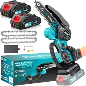 21V Cordless Mini Chainsaw 6-Inch - Compact Handheld Electric Chain Saw with 2 Batteries  Security Lock for Efficient Wood Cutting, Tree Trimming, and Pruning - Trending Christmas Gifts and New Year Gift Ideas Power Tools Tool Kit