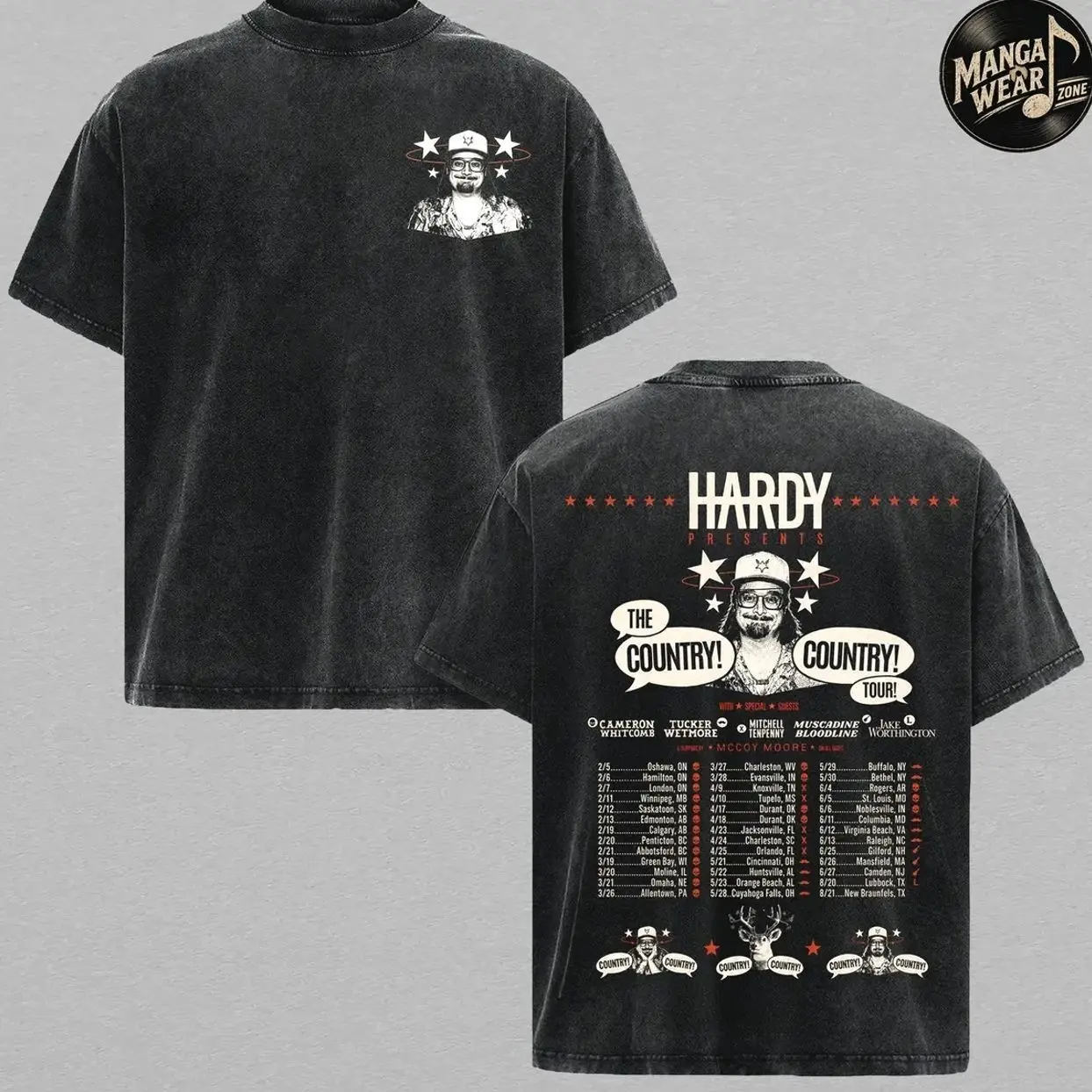HARDY The Country Country Tour Vintage Washed T Shirt, Country Music Concert Tee, Double Sided Tour Dates Graphic Shirt, Western Cowboy Nashville Apparel, Oversized Heavyweight Unisex Country Fan Gift, Retro Southern Music Merch Tee J3Q