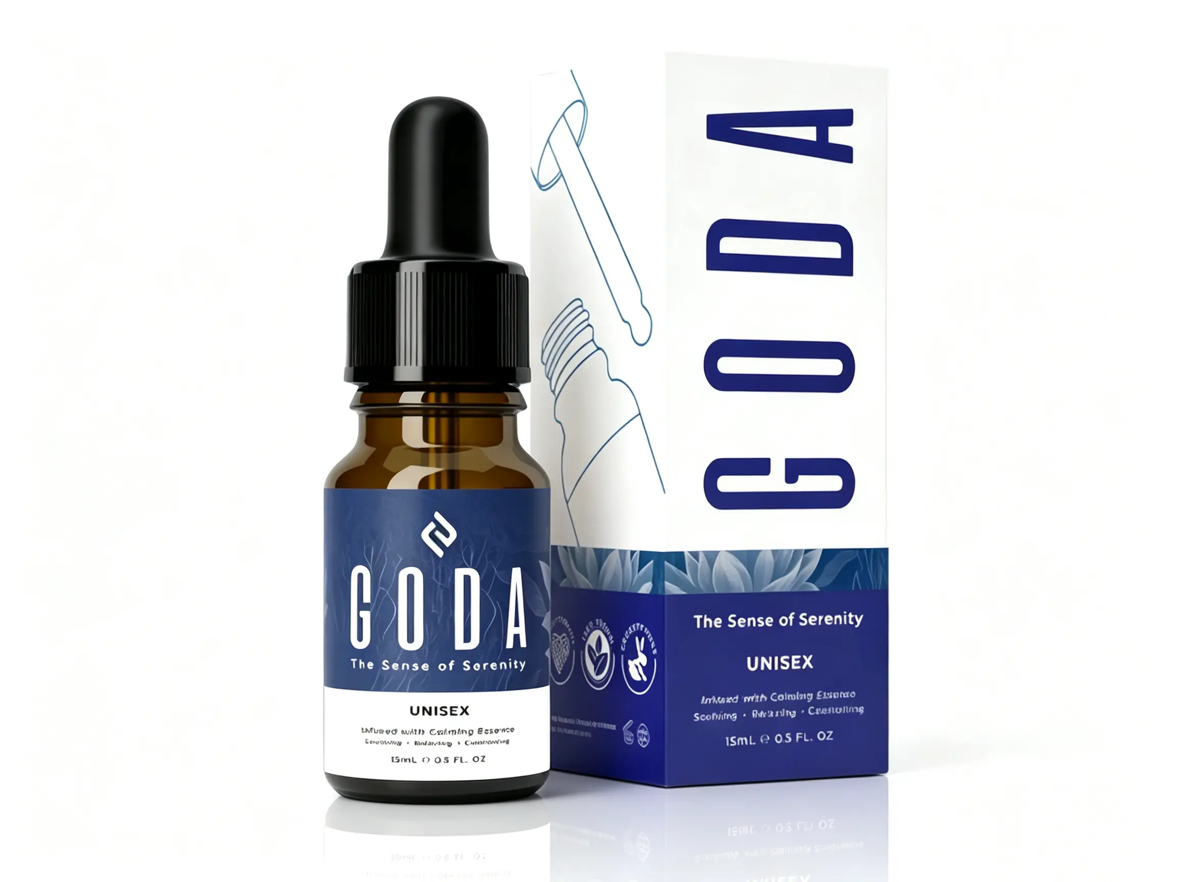 GODA For Her & Him Serenity Mini Perfume Oil 15ml (0.50 Fl. Oz), Unisex Calming Floral Woody Scent with Lavender & Chamomile, Vegan & Cruelty-Free Relaxing Portable Fragrance