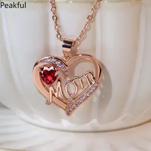 Luxury Mother's Day Necklace – Trendy Pink Flower Pendant, Aesthetic Love Jewelry, Perfect Gift for Mom, Elegant Craved Necklace, Ideal for Special Occasions & Daily Wear