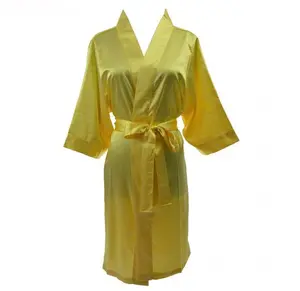 Yellow satin robe