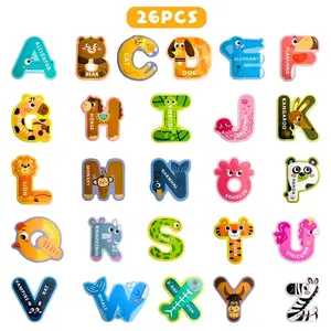 Magnetic Letter Tile 26 Capital Letter Refrigerator Sticker for Refrigerator, Dishwasher, Blackboard, Office ABC Magnets