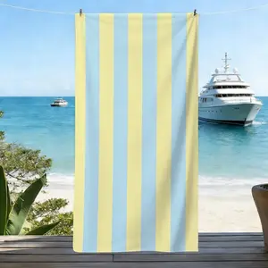 Stripe Blue and Yellow Beach Towel, Summer, Seaside, Leisure, Striped Towels, Summer Beach Towel, Suitable as a Summer Gift, Camping Beach Towel