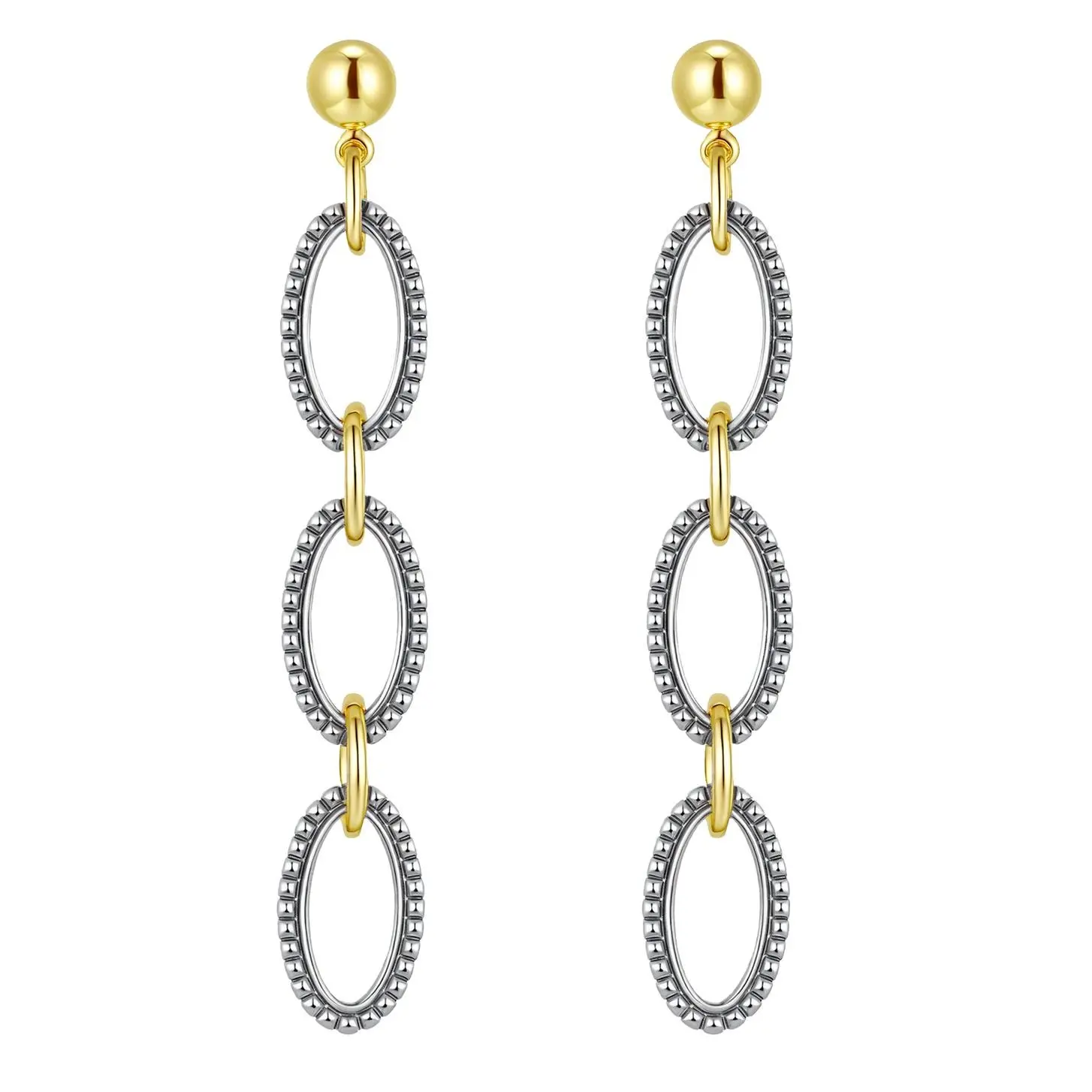 Mytys Two-Tone Design Dangle Earrings Twisted Cable Wire Multi-Hoops Elegant Jewelry For Women $ Girls Daily Wear