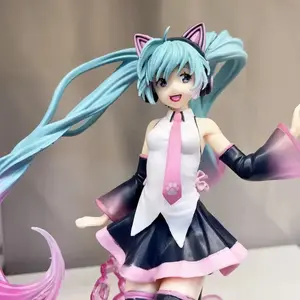 NEW 23cm Kawaii Vocaloid Hatsune Miku Artist Happy Birthday Cat Ears Headdress PVC Anime Figure Action Figures Model Toys