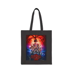 Stranger Things Inspired Cotton Canvas Tote Bag, Eco-Friendly Shopping Bag, Gift for Fans, Movie Merchandise, Travel Tote