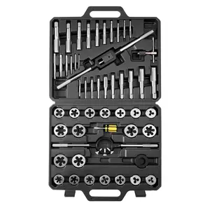 【fathersdaygift】VEVOR Tap and Die Set51-Piece SAE Sizes 1/4" to 1"with Coarse and Fine Thread Taps and DiesWrenchCarrying Case and Complete AccessoriesBearing Steelfor Threading and Rethreading Threads