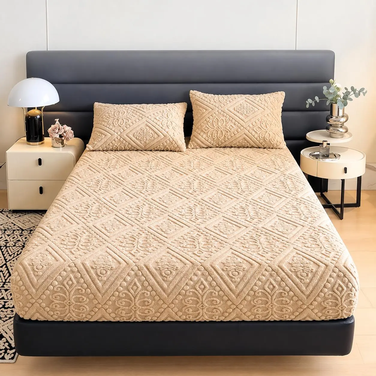 Quilted Fitted Sheet Set Soft & Warm for Cozy Bedding Experience sohochic