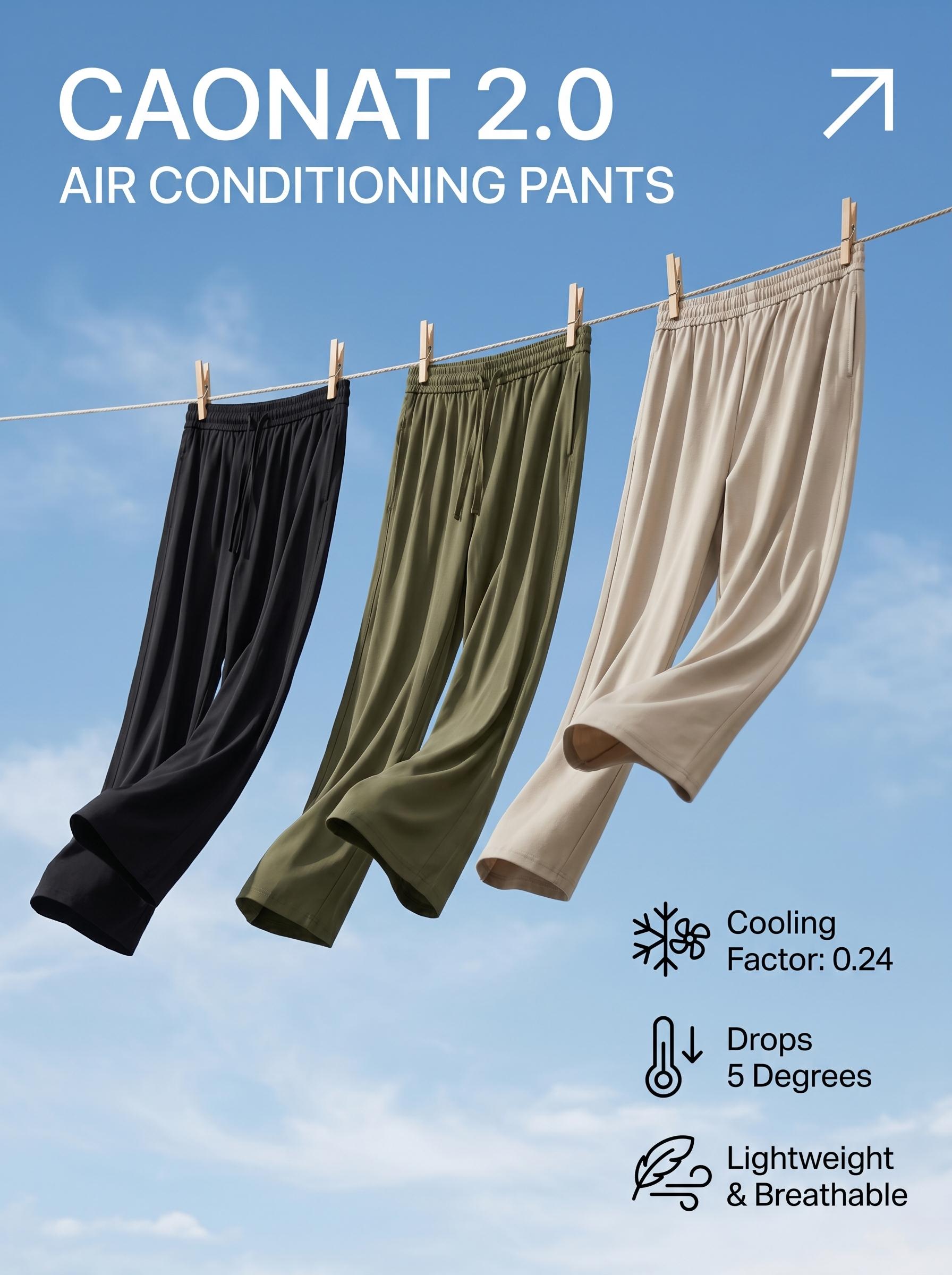 CAONAT 2.0 air conditioning pants, Ice Cooling Straight Pants, Unisex Lightweight Breathable Stretch Basic Plain All-Seasons Summer Casual Trousers CAONAT 2.0 air conditioning pants, Ice Cooling Straight Pants, Unisex Lightweight Breathable Stretch Basic Plain All-Seasons Summer Casual Trousers
