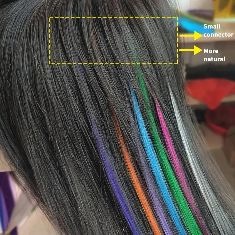 Synthetic Hair Dye Rainbow Fake Hair Extensions Colored I-tip Keratin Fusion for Hair Extension Strands of Hair pieces