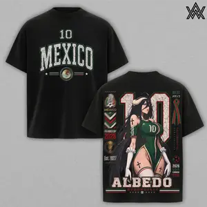 Mexico World Football Tour 2026 X Albedo Overlord Anime Shirt, Vintage Soccer Graphic Tee, Football Fan Apparel, Heavyweight Streetwear Gift