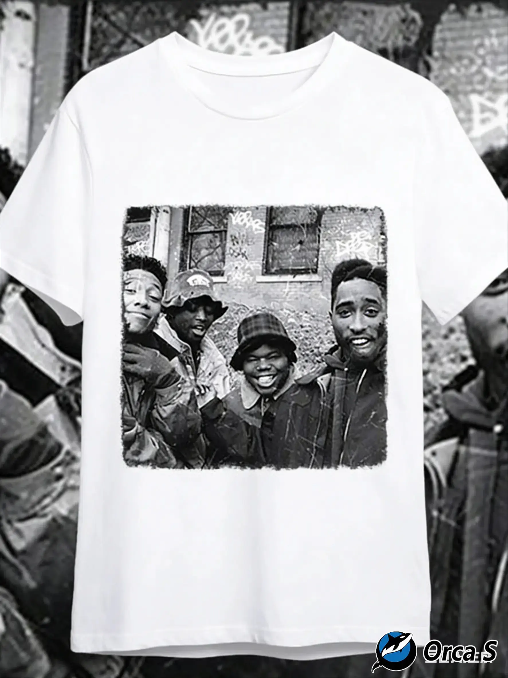 Juice 90old-Juice 90 Men's Street Print T-shirt-black Short-sleeved Round Neck Shirt, Breathable Summer Cotton T-shirt, Retro Comfortable Elastic Fabric.