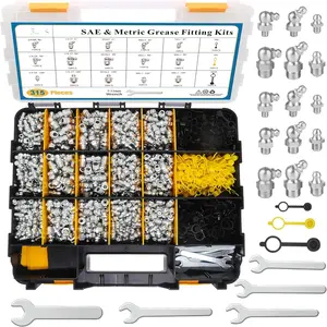 310 count  Fittings Assortment, SAE & Metric Zerk  Fittings Straight 45 90 Degree with Plastic  Fitting Cap, 5 count Wrench Kit(7-11mm) for   Included