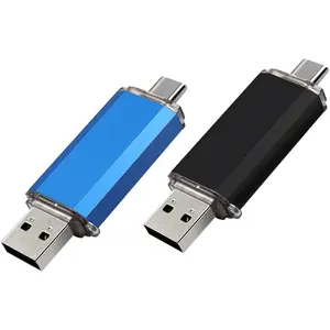 2-Pack 128GB USB C Flash Drive Dual Flash Drive Type C + USB A Memory Stick Jump Drive 2-in-1 Thumb Drive for Storage and Backup (128GB*2 Black&Blue)