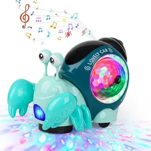 Electric Universal Automatic Sensing Crab Music and Light Projection Children's Toy, Montessori Toy, Educational Cartoon Crawling Game, Electric Cute Walking Hermit Crab Toy, Animal Toy with Music and Lights, Walking Educational Toy