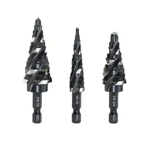 3PCS Multifunction M35 Cobalt Step Drill Bits, Four Flute High Speed Steel Reamer Set with Hex Shank, 1/8" to 7/8" Drilling Range for Metal Wood and Plastic Processing