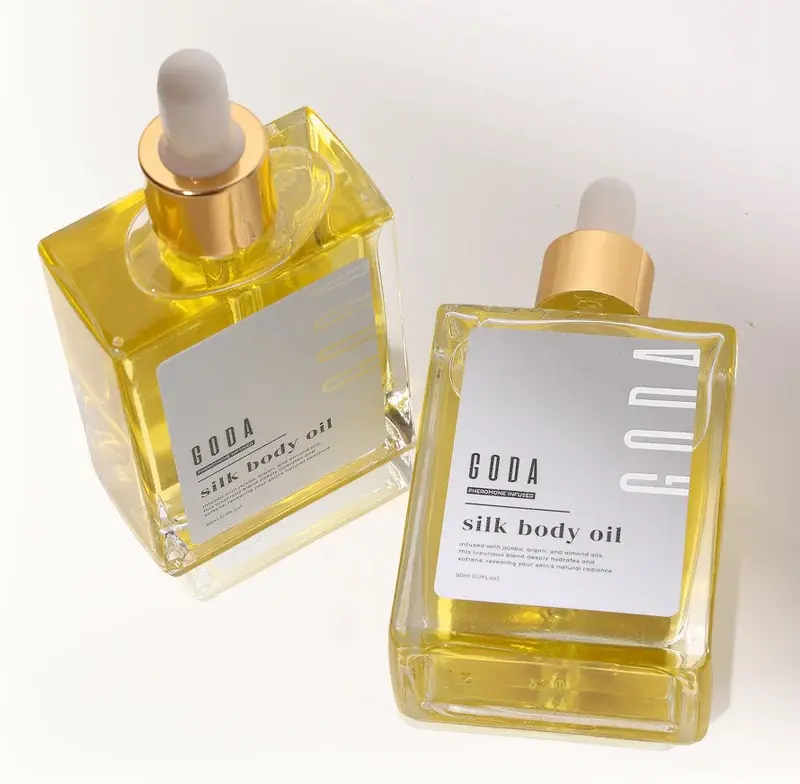 GODA Silk Body Oil - Firming & Skin Tightening Body Oil with Rosehip & Sweet Almond Oil for Crepey Skin, Deep Hydration & Radiant Glow (50ml x 2)