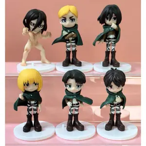 6pcs/set Attack on Titan Anime Eren Levi Hange Zoe Erwin Smith Mikasa Ackerma PVC Action Figure Model Toy