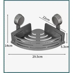 3-Pack Gun Gray Shower Caddy - No Drilling Strong Suction, 3-Tier Corner Shelf with 6 Towel Hooks, 40lbs Load Capacity